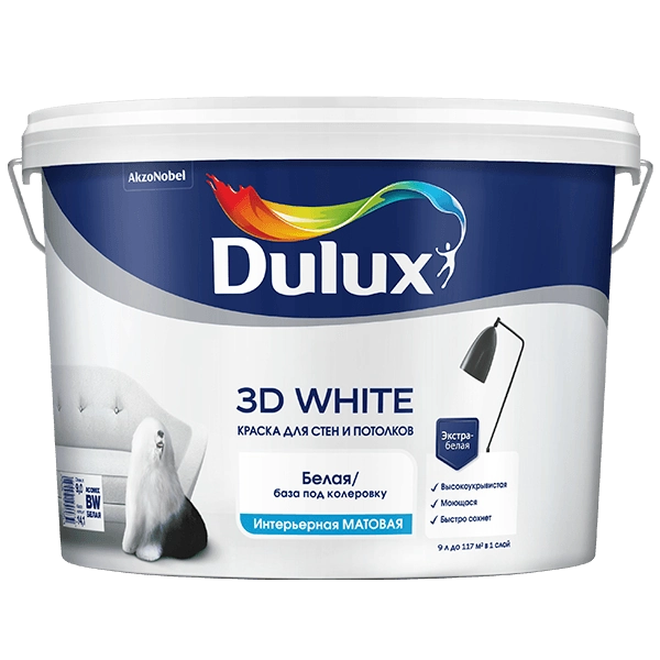 Купить краску для стен Dulux 3D White Омск